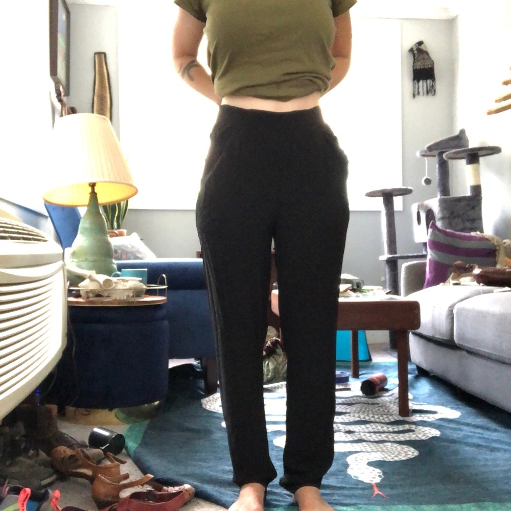 Eileen fisher georgette silk pants black xxs